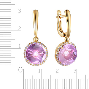 Серьги с английским замком из желтого золота с аметистами