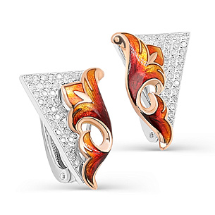 Серьги с английским замком из белого золота с бриллиантами