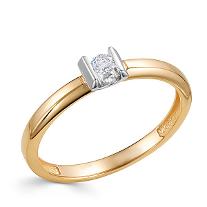 Кольцо из красного золота с бриллиантом