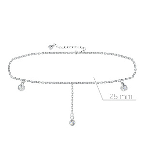 Браслет на ногу декоративный из серебра с фианитом