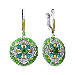 Серьги с английским замком из серебра с фианитом