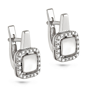 Серьги с английским замком из белого золота с бриллиантами