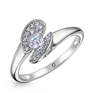 Кольцо из белого золота с бриллиантами