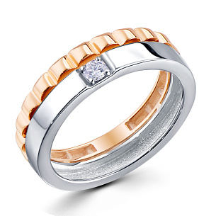 Кольцо из красного золота с бриллиантом