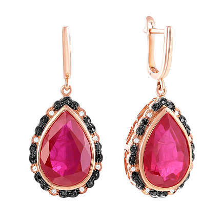 Серьги с английским замком из красного золота с бриллиантами