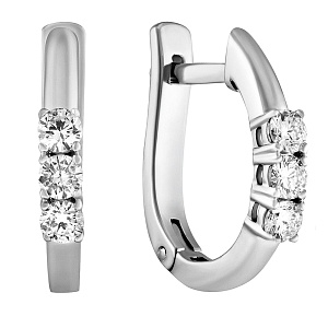 Серьги с английским замком из белого золота с бриллиантами