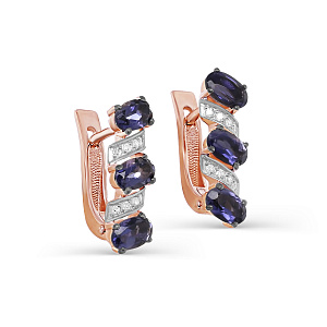 Серьги с английским замком из красного золота с бриллиантами