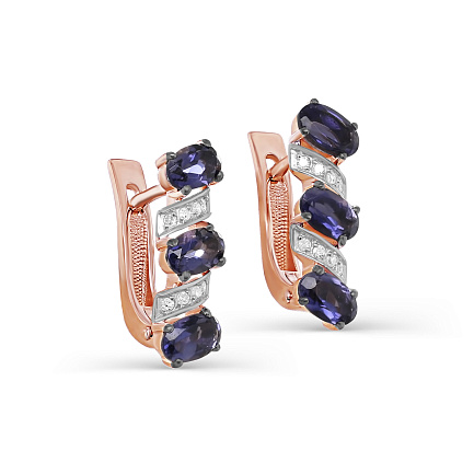 Серьги с английским замком из красного золота с бриллиантами