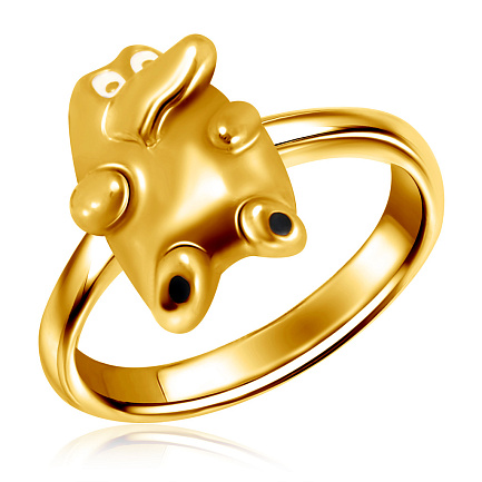Кольцо детское из желтого золота с эмалью