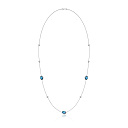 Колье из белого золота с топазом, фианитом, плетение якорное