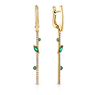 Серьги с английским замком из желтого золота с бриллиантом