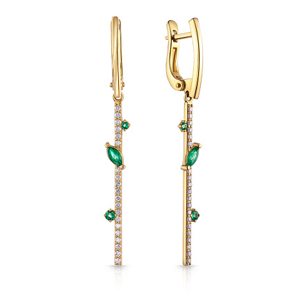 Серьги с английским замком из желтого золота с бриллиантами