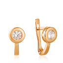 Серьги детские из красного золота с фианитом