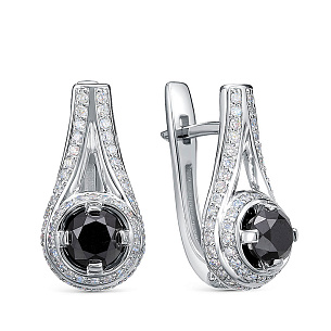 Серьги из белого золота с бриллиантом