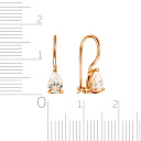 Серьги с французским замком из красного золота с фианитом