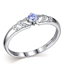 Кольцо из белого золота с бриллиантами, танзанитом