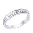 Кольцо обручальное из белого золота с бриллиантами