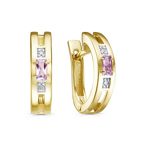 Серьги с английским замком из серебра с бриллиантами