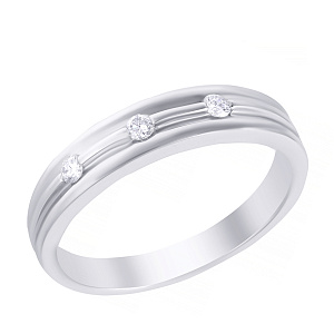 Кольцо обручальное из белого золота с бриллиантами