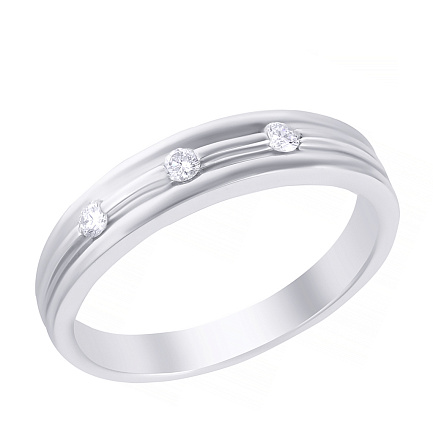 Кольцо обручальное из белого золота с бриллиантами