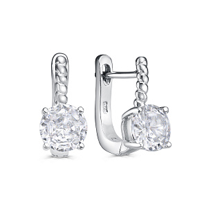 Серьги с английским замком из серебра с фианитом