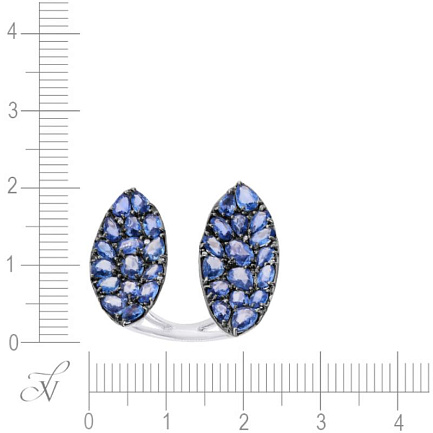 Кольцо из белого золота с бриллиантами, сапфирами