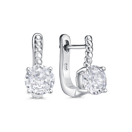 Серьги с английским замком из серебра с фианитами