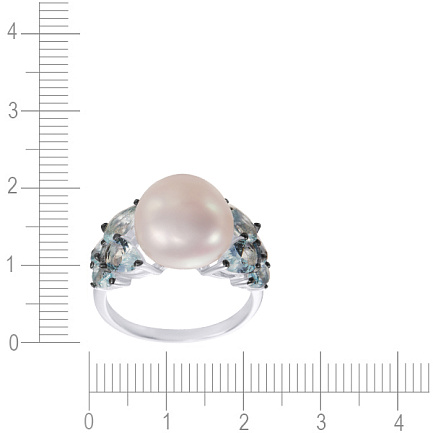 Кольцо из серебра с жемчугом, фианитом