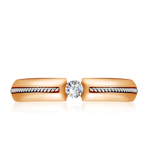 Кольцо из комбинированного золота с бриллиантом