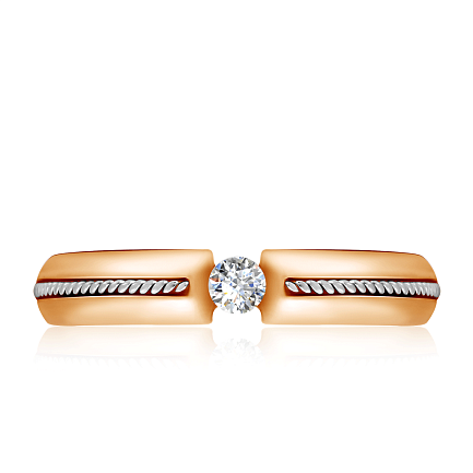 Кольцо из комбинированного золота с бриллиантом