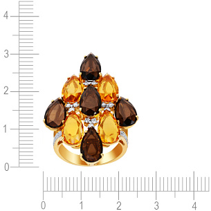 Кольцо из желтого золота с раухтопазом