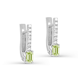 Серьги с английским замком из белого золота с бриллиантами