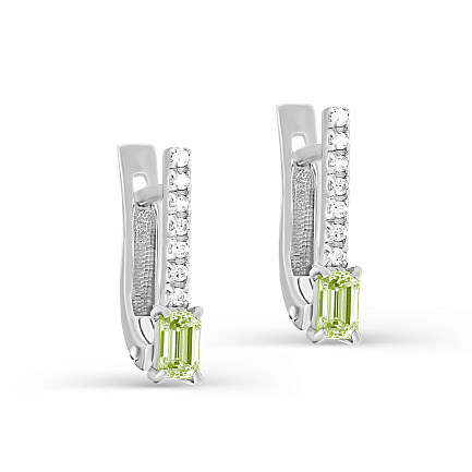 Серьги с английским замком из белого золота с бриллиантами