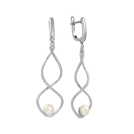 Серьги с английским замком из серебра с жемчугом