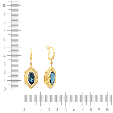 Серьги с английским замком из желтого золота с бриллиантами