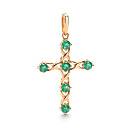 Крест из красного золота с изумрудами