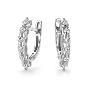 Серьги с английским замком из белого золота с бриллиантом