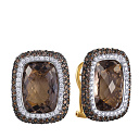 Серьги из желтого золота с бриллиантами, раухтопазами