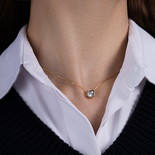 Колье из желтого золота с топазом, плетение якорное