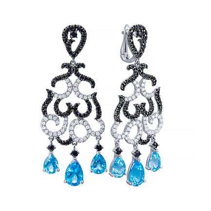 Серьги с английским замком из белого золота с бриллиантами