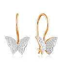 Серьги детские из красного золота с фианитом