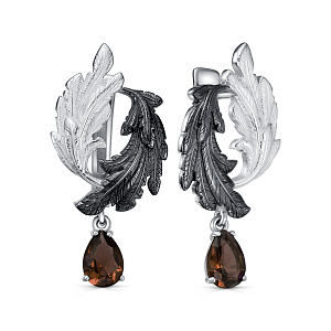 Серьги с английским замком из серебра с фианитами