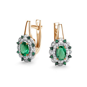 Серьги с английским замком из красного золота с бриллиантом