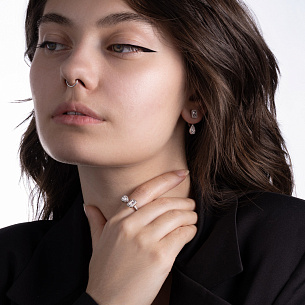 Пусеты из серебра с фианитами