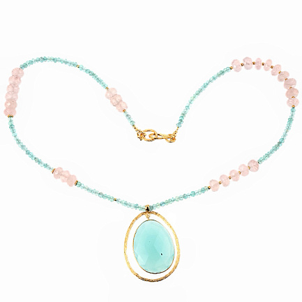 Колье из серебра с агатами, кварцем