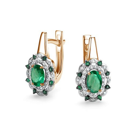 Серьги с английским замком из красного золота с бриллиантами