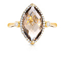 Кольцо из желтого золота с бриллиантами, раухтопазом