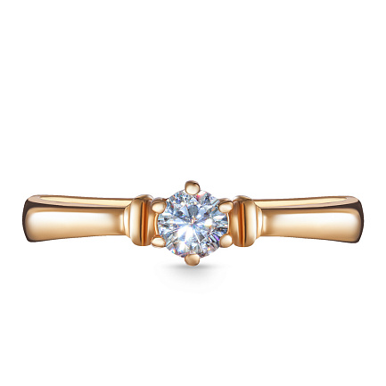 Кольцо из красного золота с фианитом