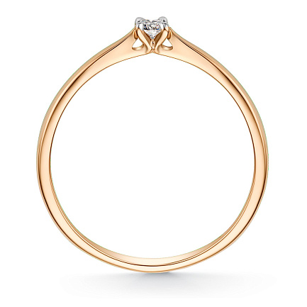 Кольцо из красного золота с бриллиантом