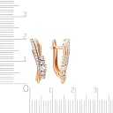 Серьги с английским замком из красного золота с фианитом